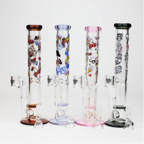 XTREME 9.5" 2-in-1 Straight Tube Glass Bong with Honeycomb Diffuser