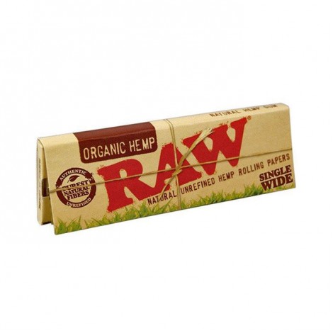 RAW Organic Hemp Single Wide Rolling Papers  (50 sheets per pack)