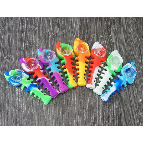 Fish Bone Silicone Pipe with Glass ...