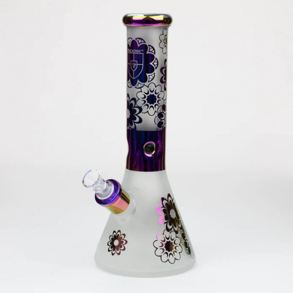 PHOENIX STAR-12.5" Sandblast and Electroplated 7mm Glass Beaker Bong