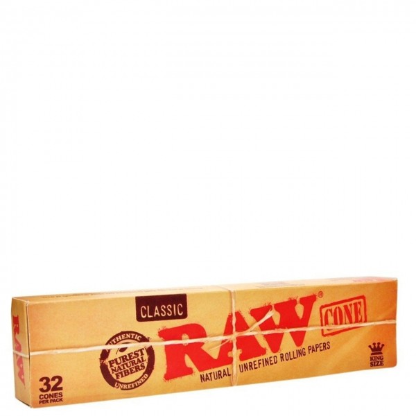 RAW Classic King Size Pre-Rolled Single Pack Cones - 32 Pcs