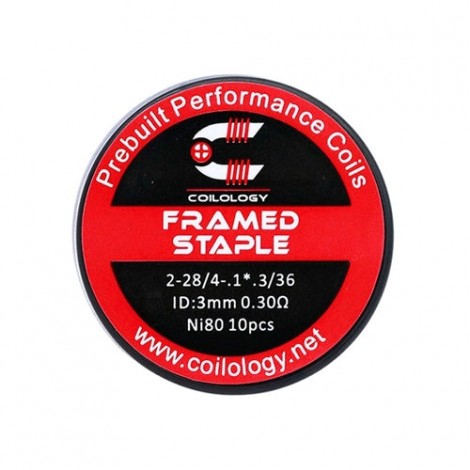 10pcs Coilology Ni80 Framed Staple Prebuilt Coil 2-28/4.1*.3/36 (0.3ohm)